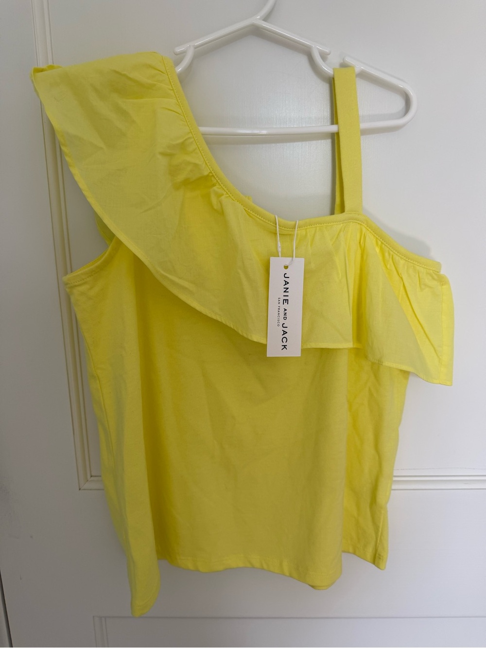Janie and Jack Yellow One-Shoulder Ruffle Tank
